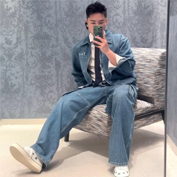 디* 로고 자수 멀티 포켓 워크 데님 팬츠